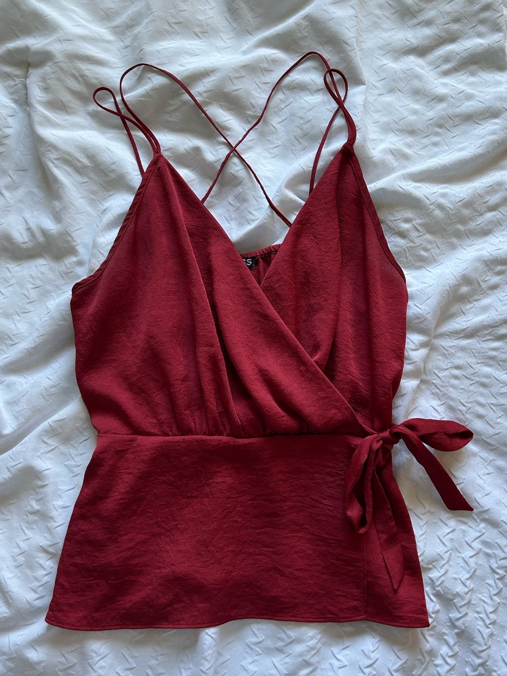 Express Wine Red Wrap Front Cami Top